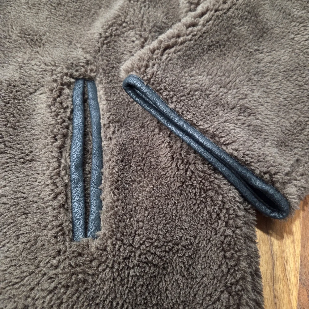 Faux Sherling Coat Dark Brown Universal Threds Crew Neck Size XL - Picture 5 of 10